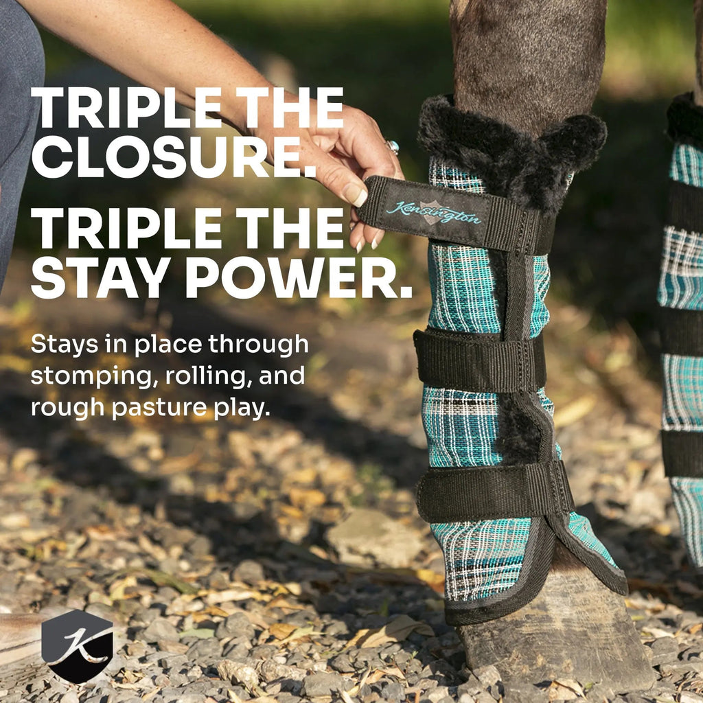 Horse Fly Boots with Fleece Trim - Set of 2 - 73% UV + Fly Protection