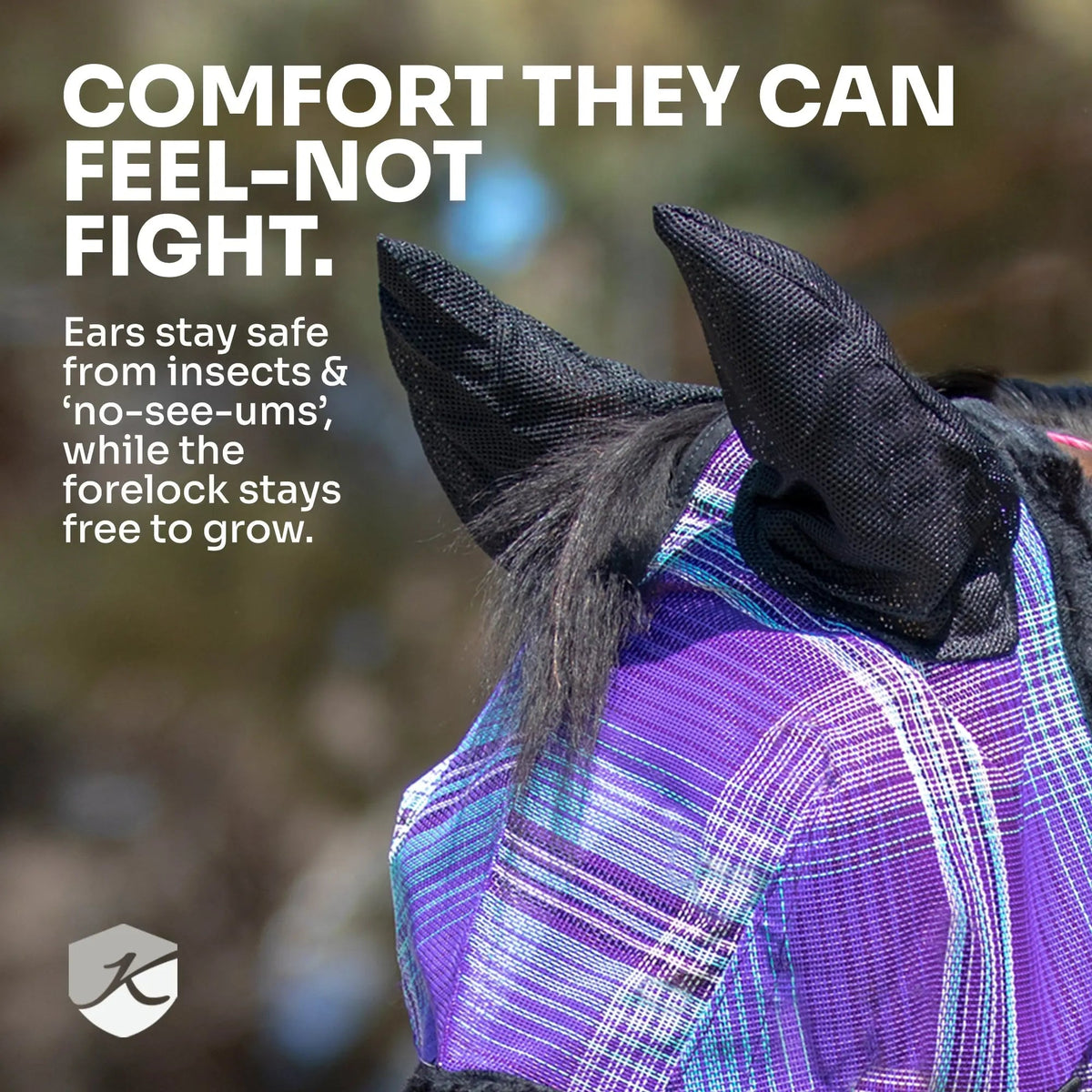 Fly Mask with Long Nose, Ears & 73% UV Protection