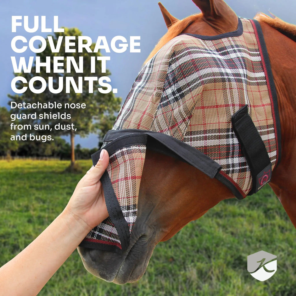 Fly Mask with Nose & 73% UV Protection - Open Top Design