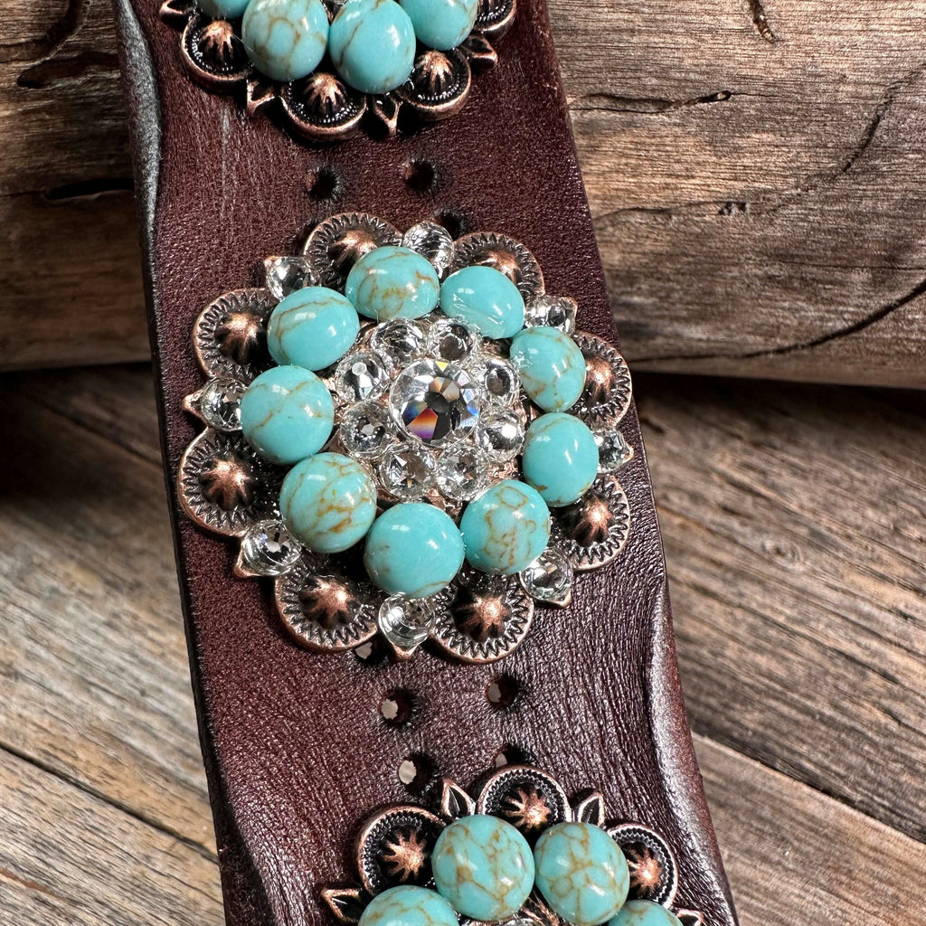 Turquoise and Clear Leather Bracelet LB100