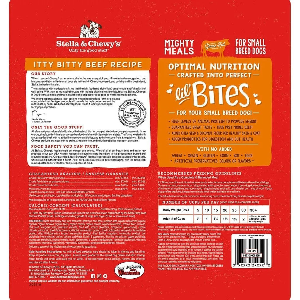 Stella & Chewy's Lil Bites Itty Bitty Beef Recipe Dog Food (7oz)