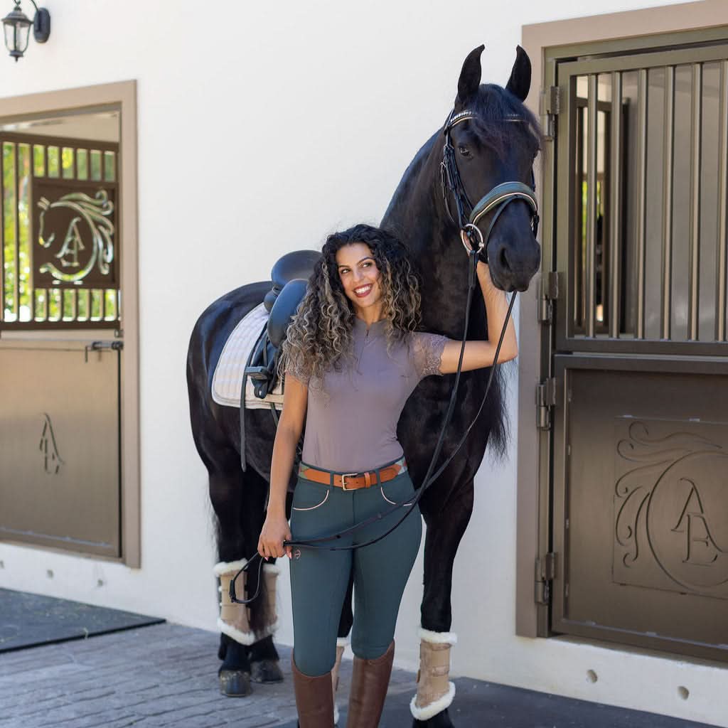 Evolution Full Seat Breeches - Spruce & Rose Gold