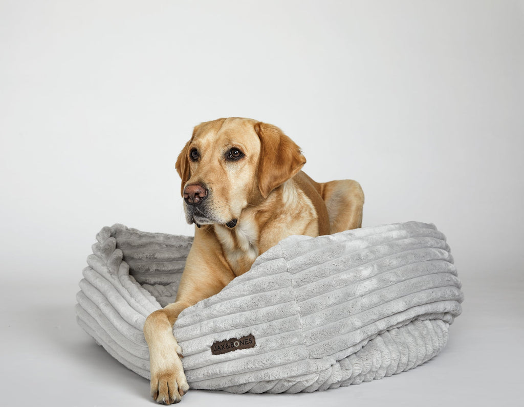 Luna Grey Napper Dog Bed with Bolsters