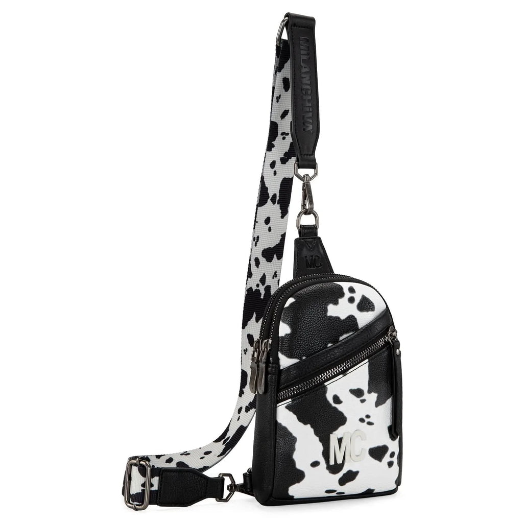Montana West Milan Chiva Black Cow Print Sling Bag – Style MC-3354BK