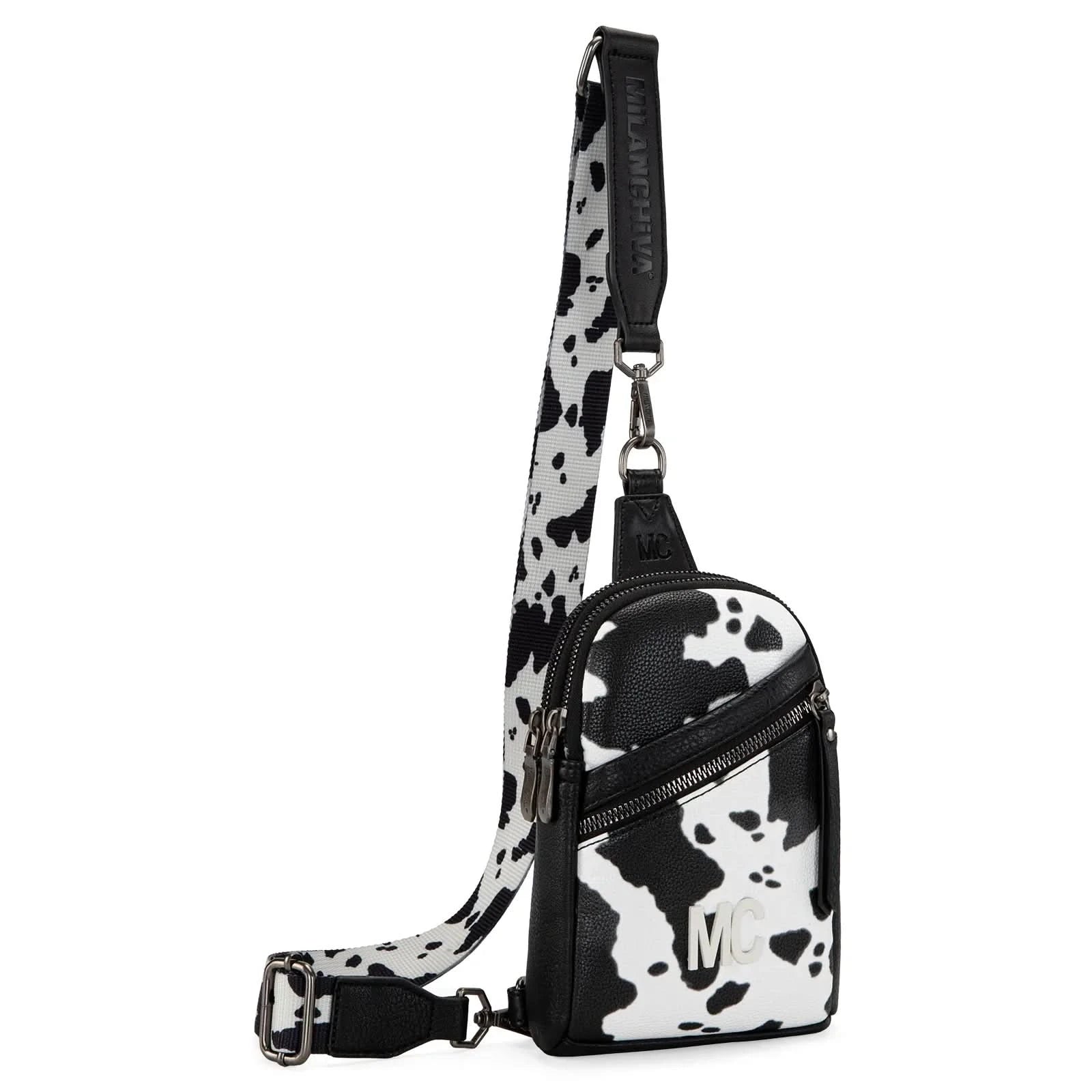Montana West Milan Chiva Black Cow Print Sling Bag – Style MC-3354BK