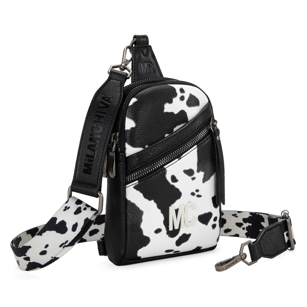 Montana West Milan Chiva Black Cow Print Sling Bag – Style MC-3354BK