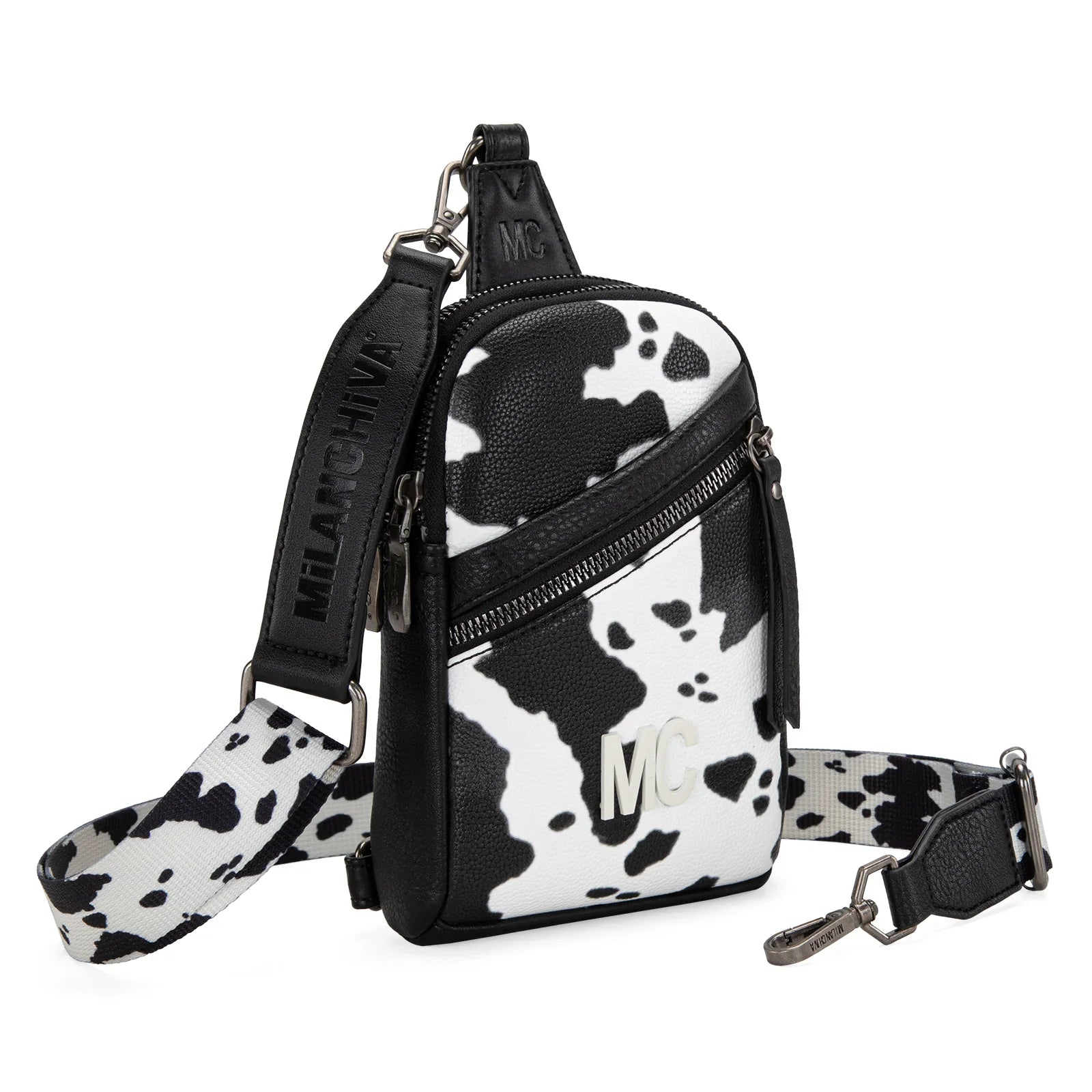 Montana West Milan Chiva Black Cow Print Sling Bag – Style MC-3354BK