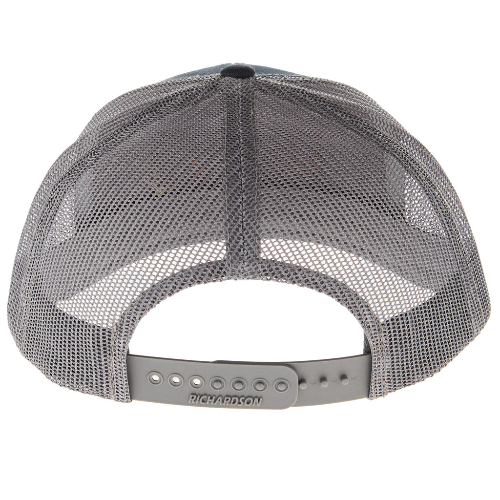 Navy And Charcoal Leather Patch Logo Mesh Back Cap