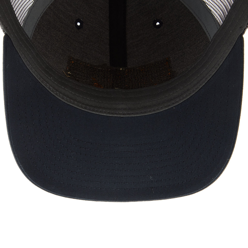Navy And Charcoal Leather Patch Logo Mesh Back Cap
