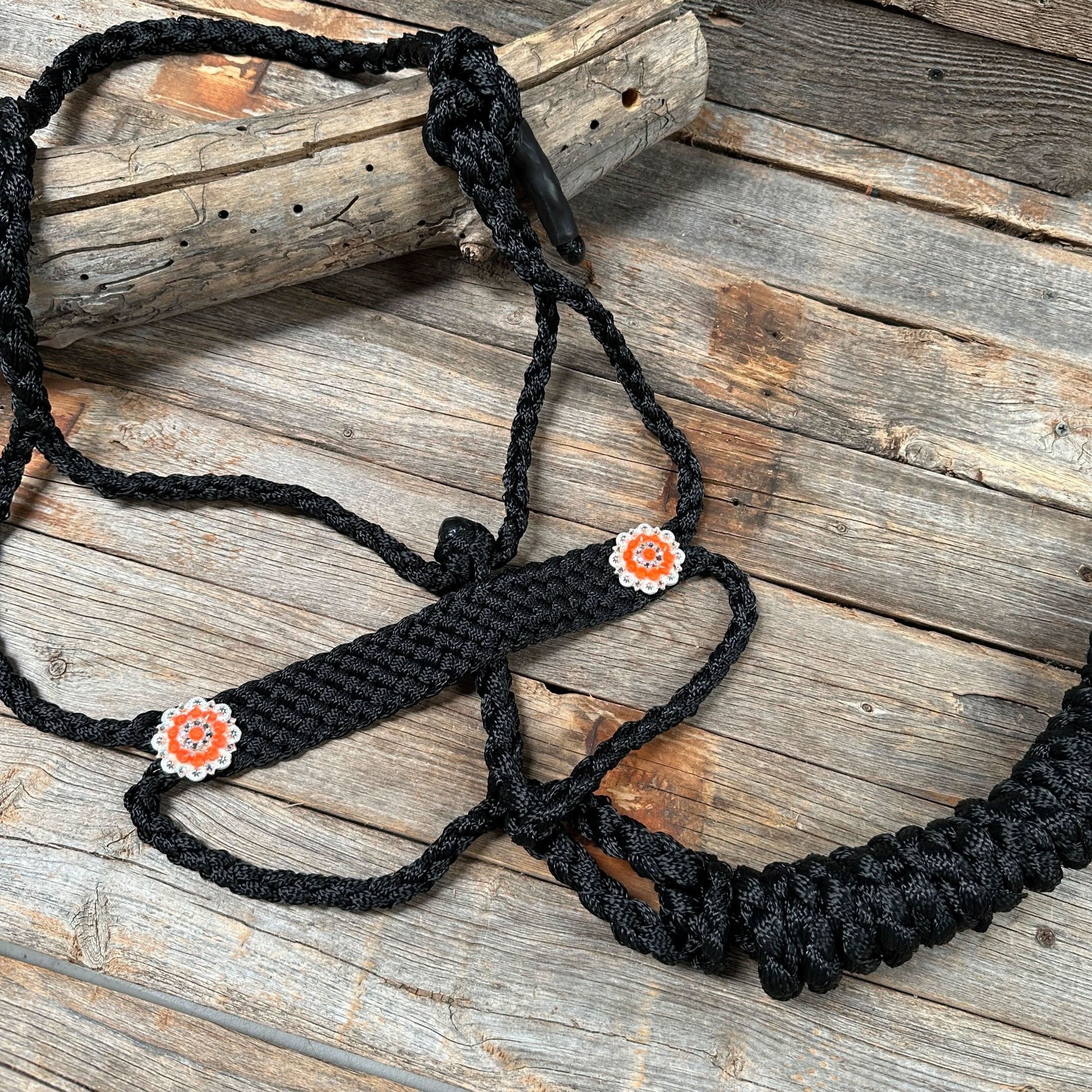 Black and Neon Orange Mule Tape Halter -  #MT118