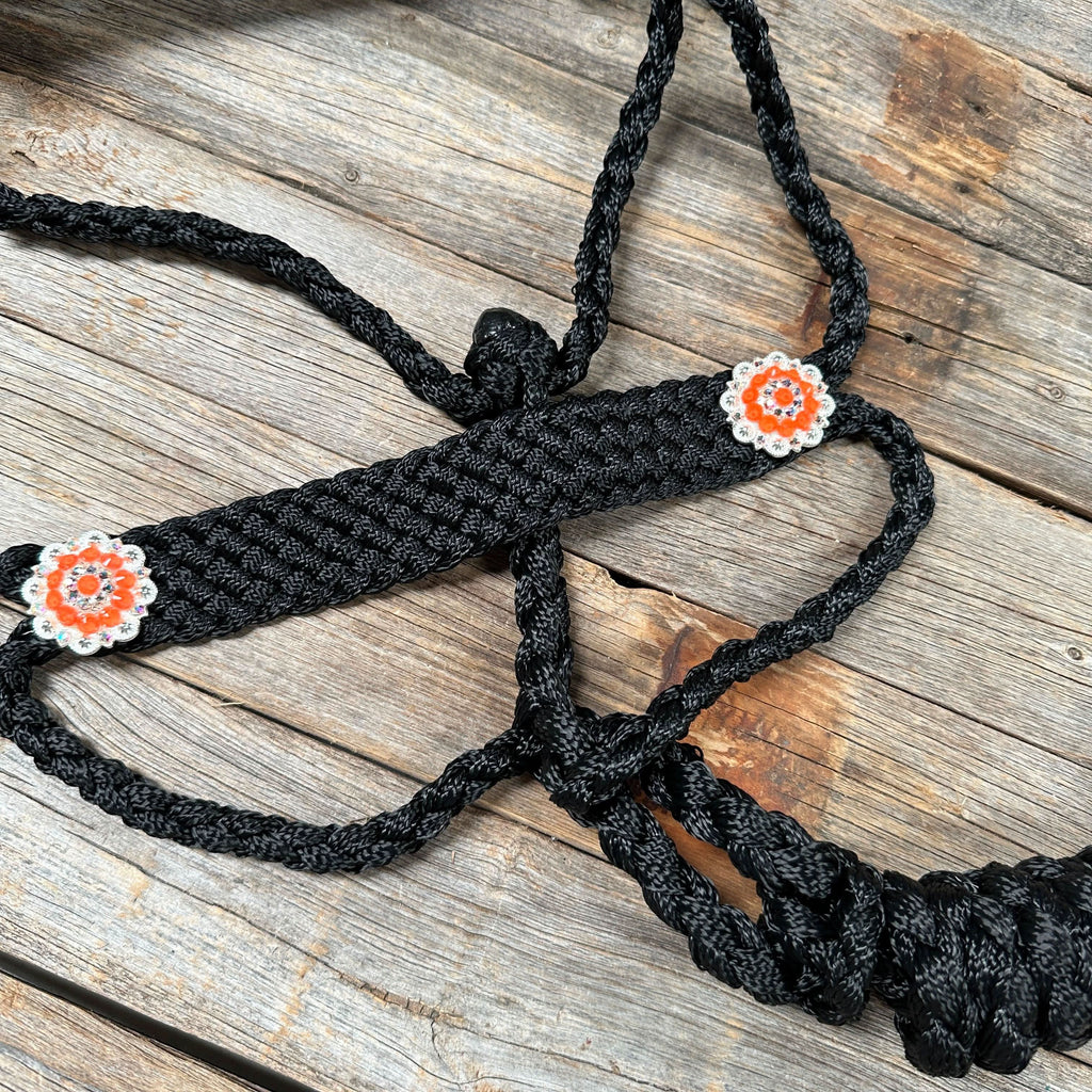 Black and Neon Orange Mule Tape Halter -  #MT118