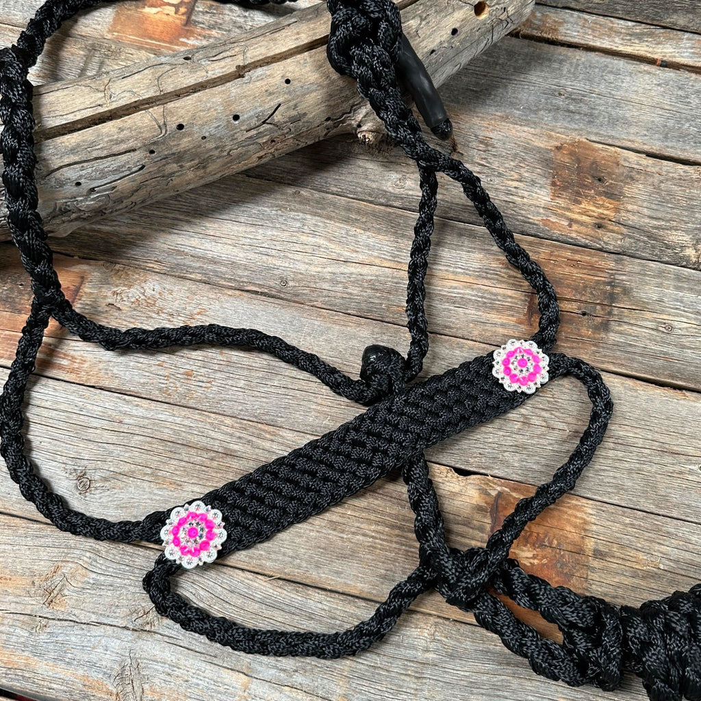 Black and Neon Pink Mule Tape Halter -  #MT120