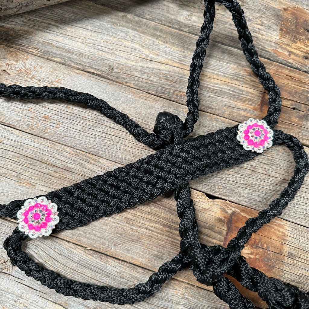 Black and Neon Pink Mule Tape Halter -  #MT120