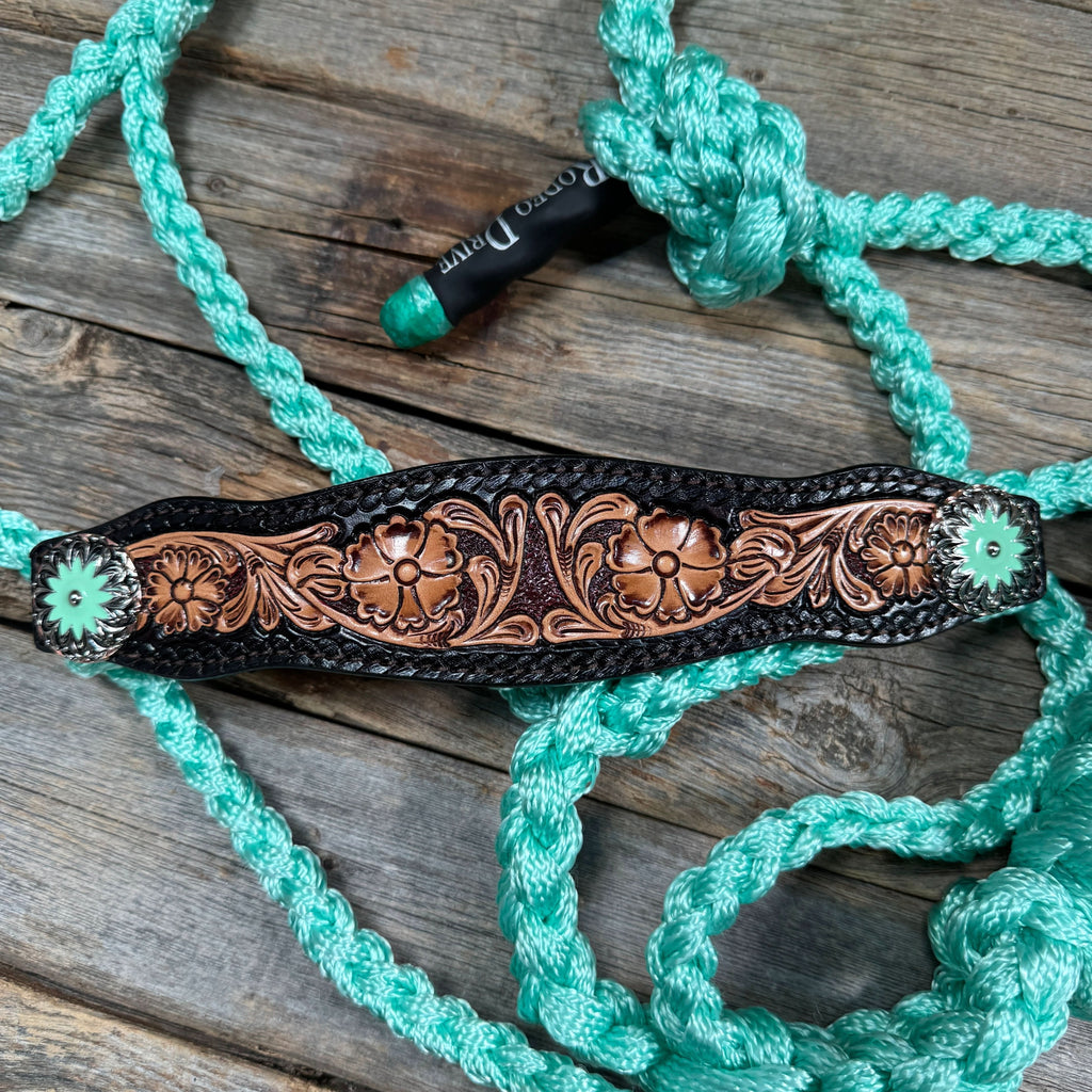 Seafoam Mule Tape Halter - Floral and Western #MT256