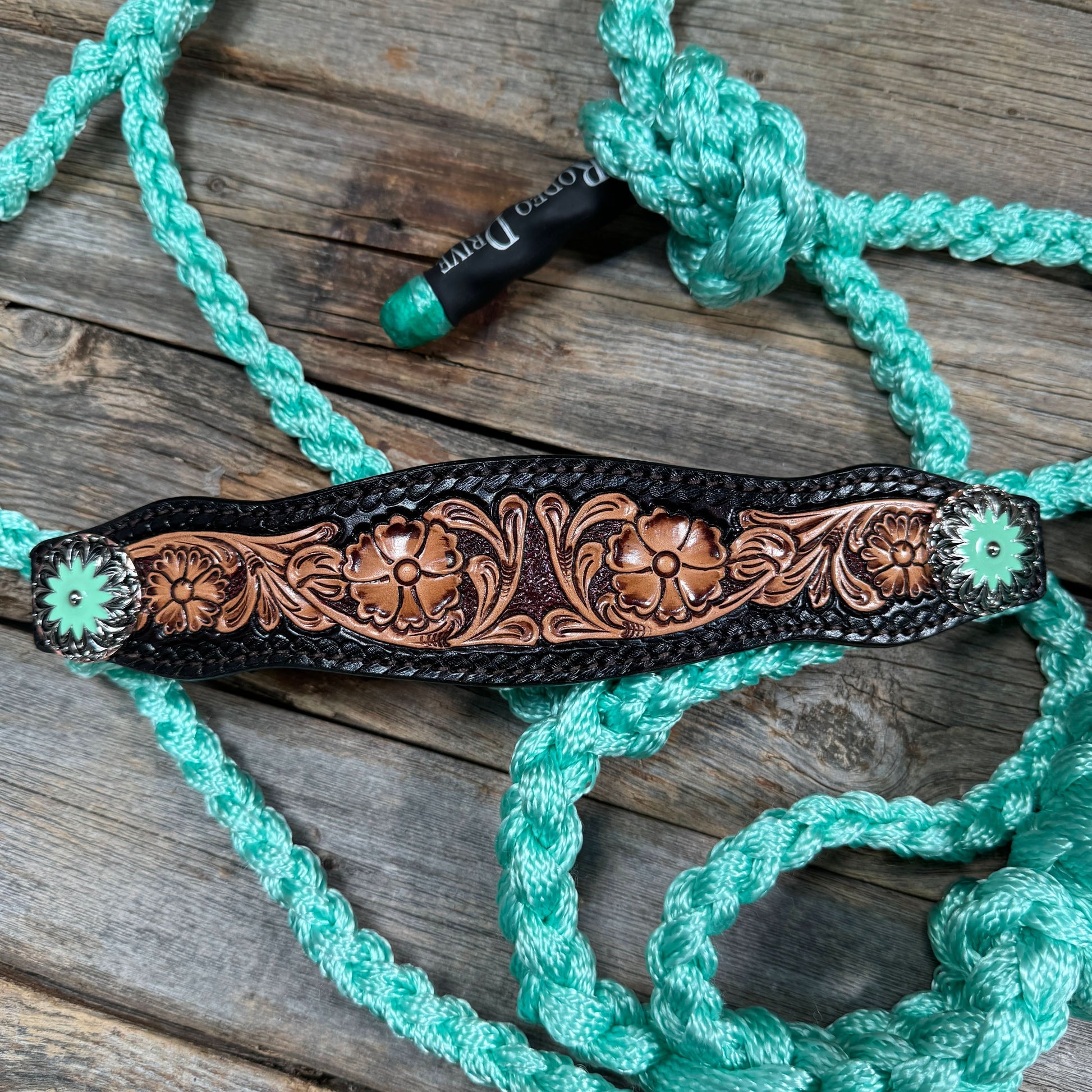 Seafoam Mule Tape Halter - Floral and Western #MT256