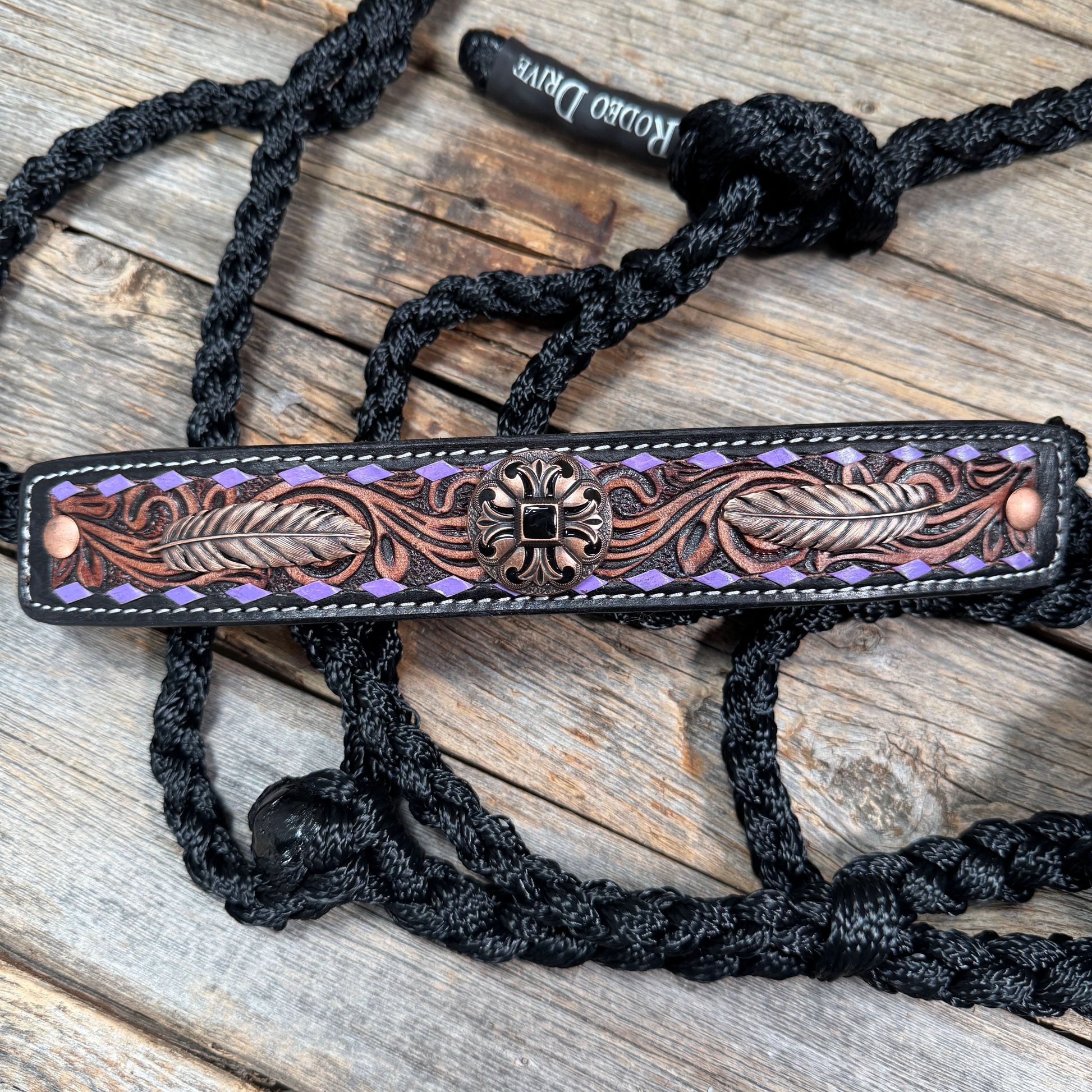 Black Mule Tape Halter - Feather and Western #MT257