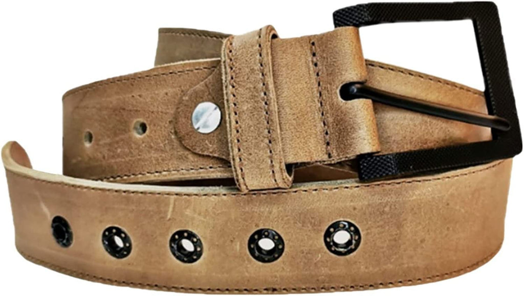 ELW Rustic Heavy Duty Full Grain Leather Belt for Men - Size 1.5”(3.8 cm) Wide & 32" to 46" Length
