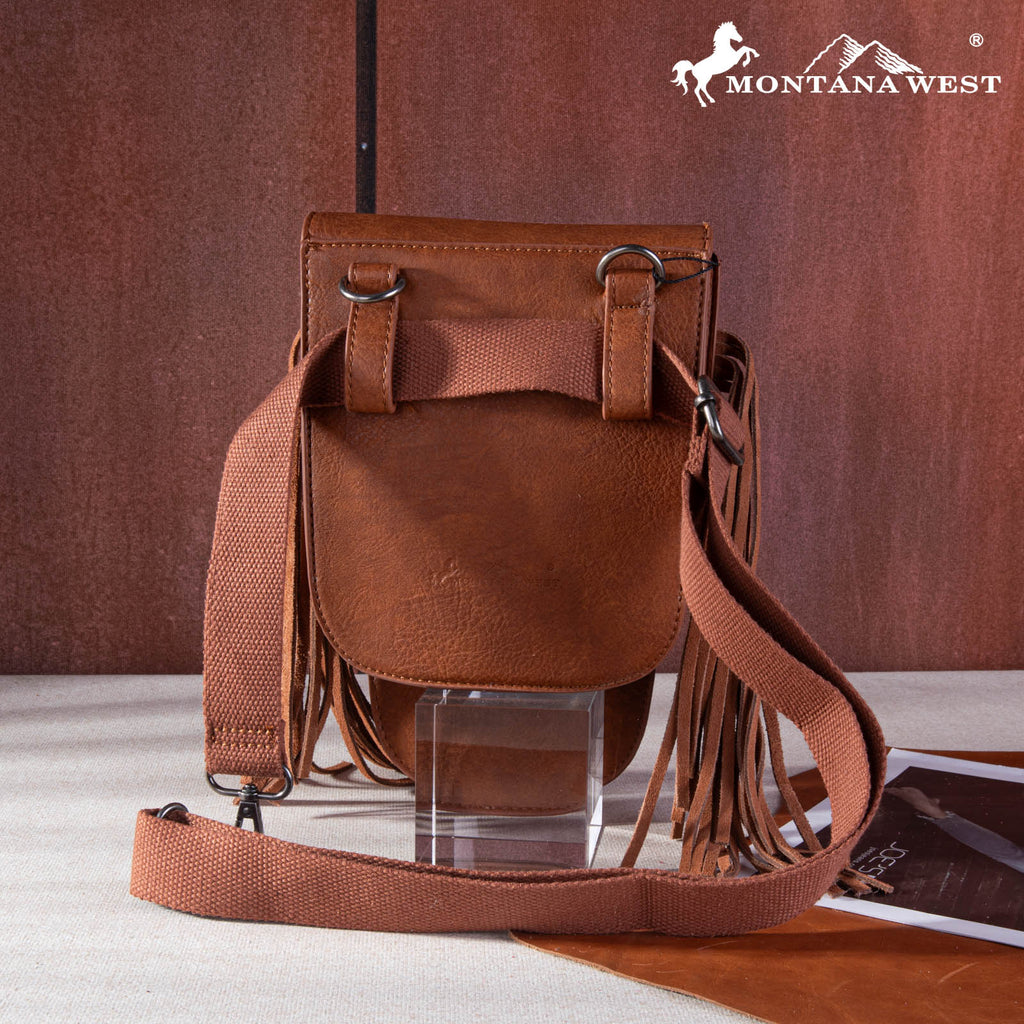 Montana West Coffee Fringe Convertible Belt Bag & Sling Bag
