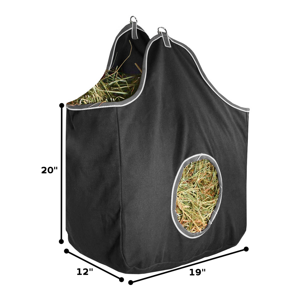 Derby Originals Large 24 OZ Canvas Horse Hay Bag  2 Sided Combo Design X Wide Gusset and 6 Month Warranty