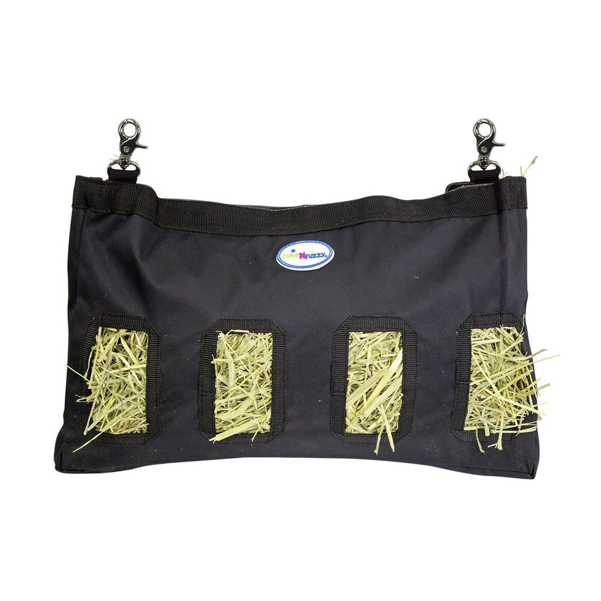 CuteNfuzzy 4-Opening Hay Bag for Rabbits, Guinea Pigs & Chinchillas, Medium Hanging Hay Feeder, 18" x 11" x 1.5", Helps Reduce Hay Waste & Cage Mess, 6-Month Warranty