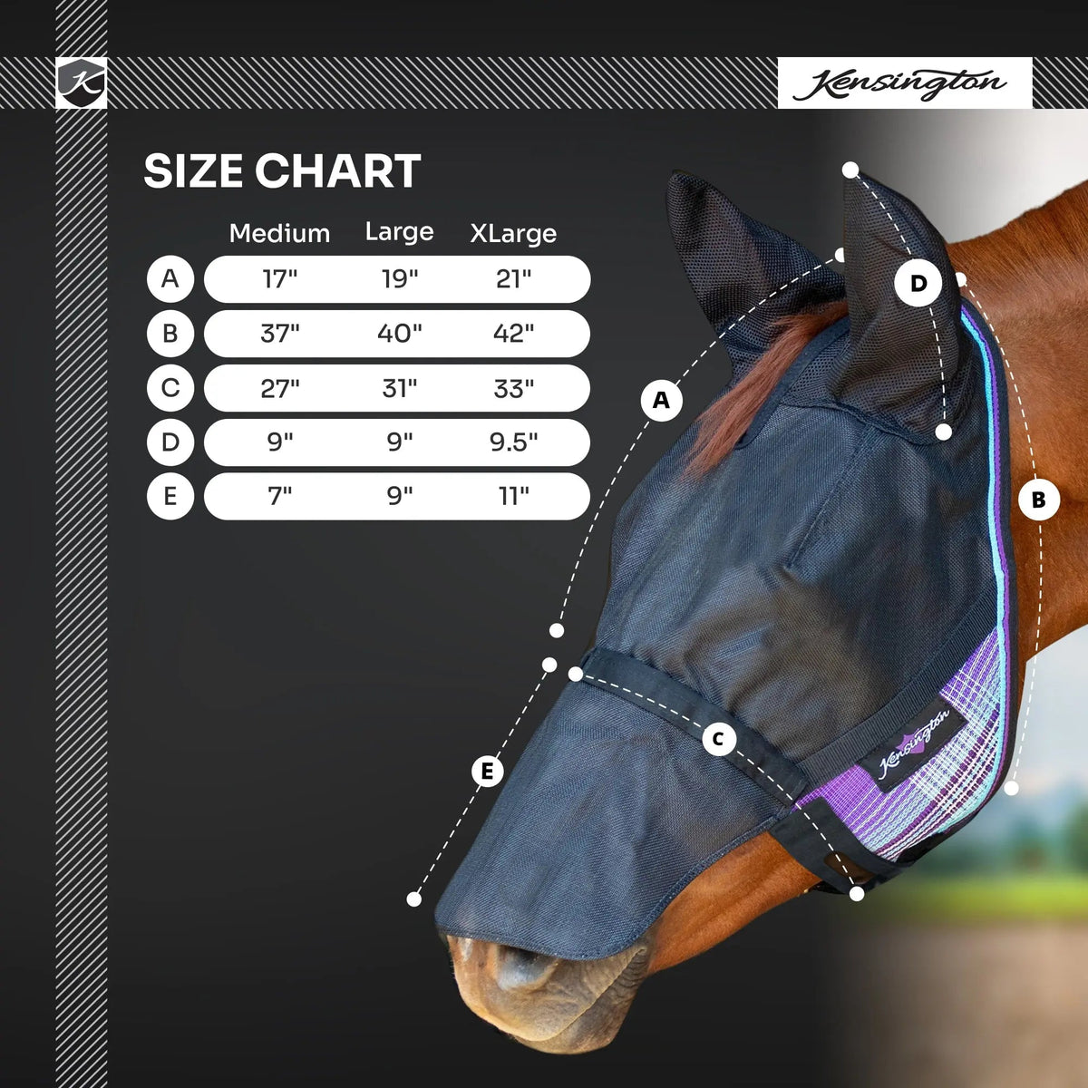UViator CatchMask Fly Mask with Long Nose, Ears & 90% UV Protection
