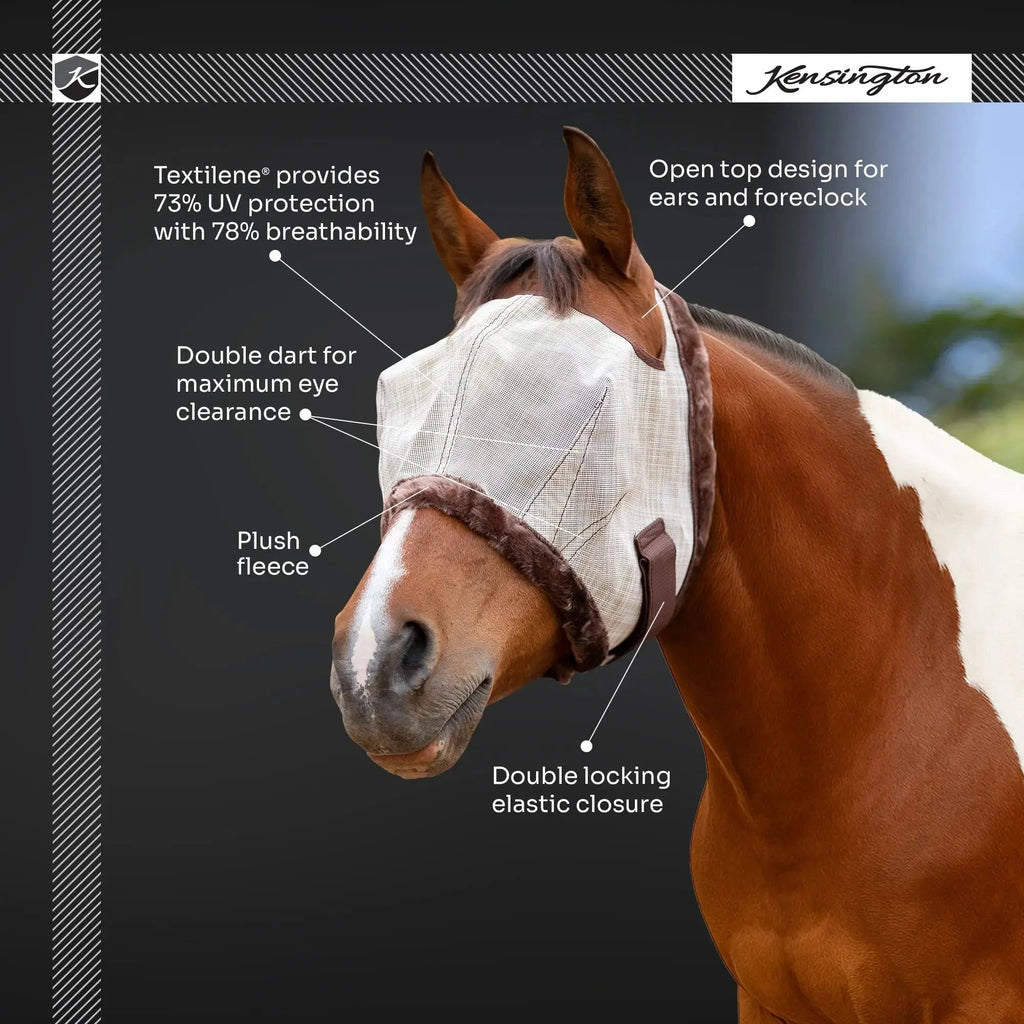 Fly Mask with Fleece Trim & 73% UV Protection - Open Top Design