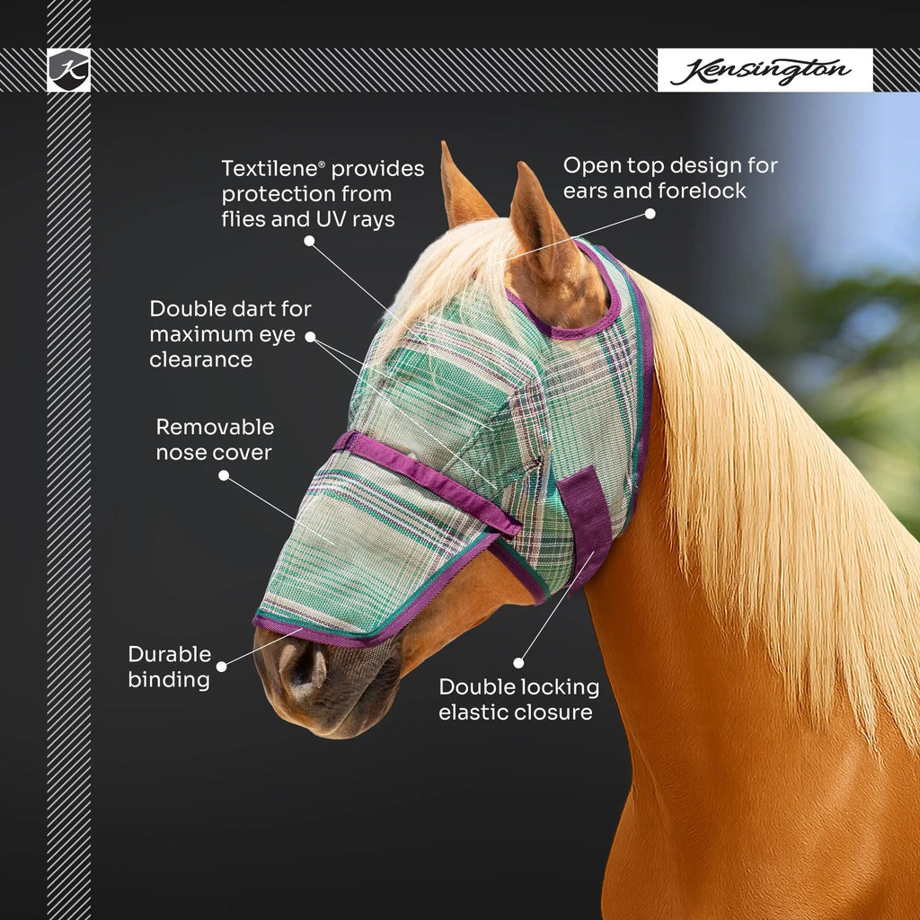 Fly Mask with Nose & 73% UV Protection - Open Top Design