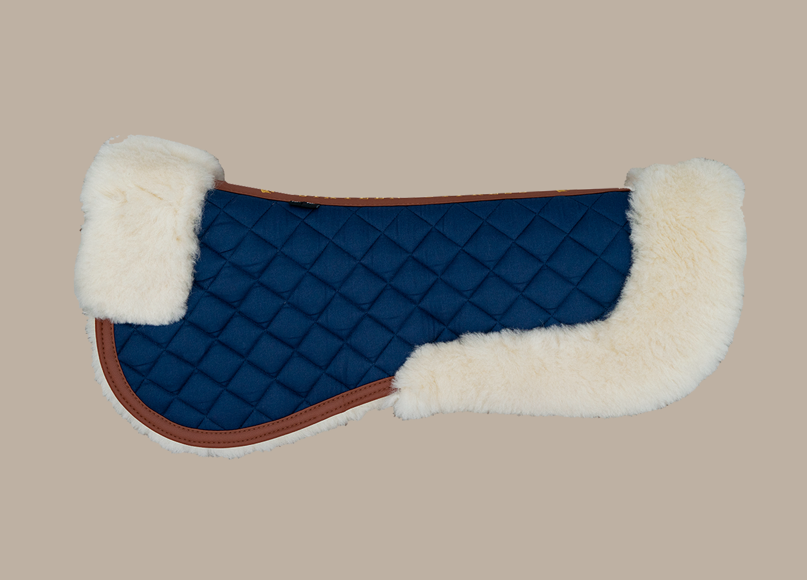 Merino Wool Fleece Half Pad, Navy & Cognac