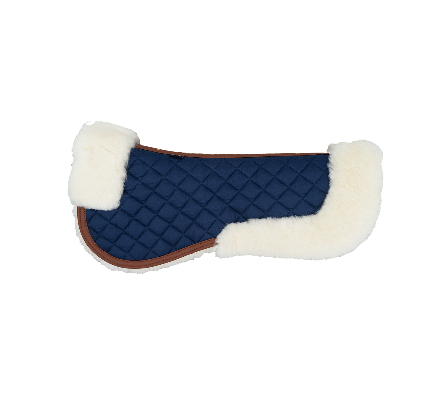 Merino Wool Fleece Half Pad, Navy & Cognac