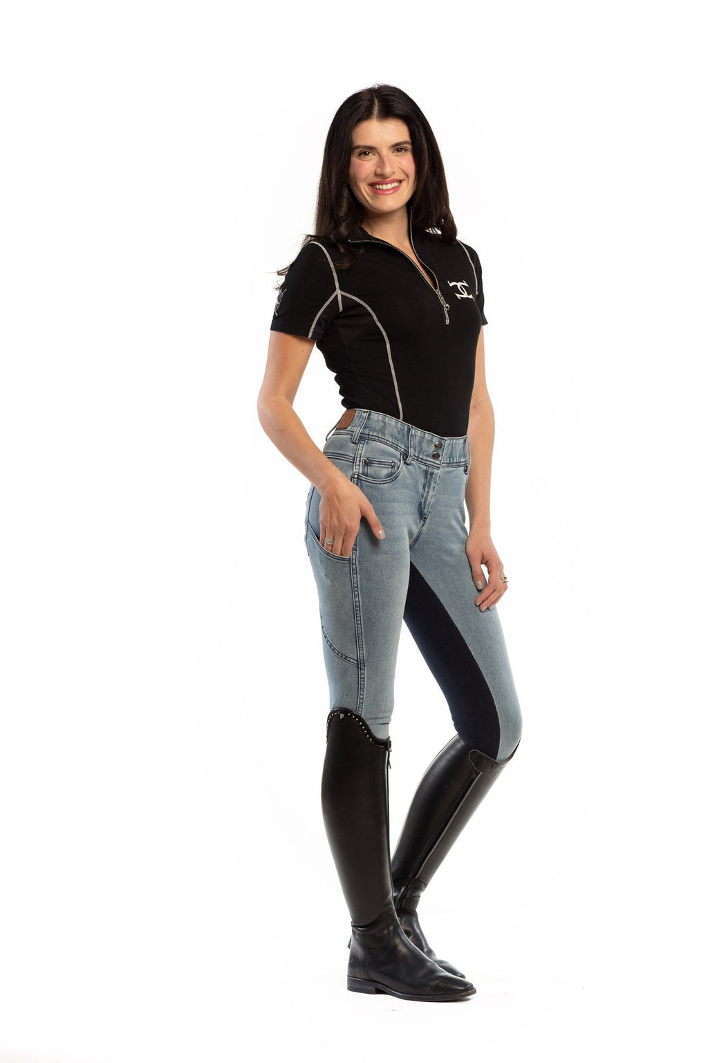 NEW Equestrian Jean - Full Seat with Cell Phone Pocket | 4-way stretch - Faded Blue