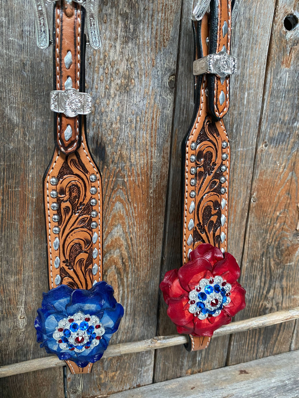 Silver Buckstitch Patriotic One Ear Tack Set  #OEBC470