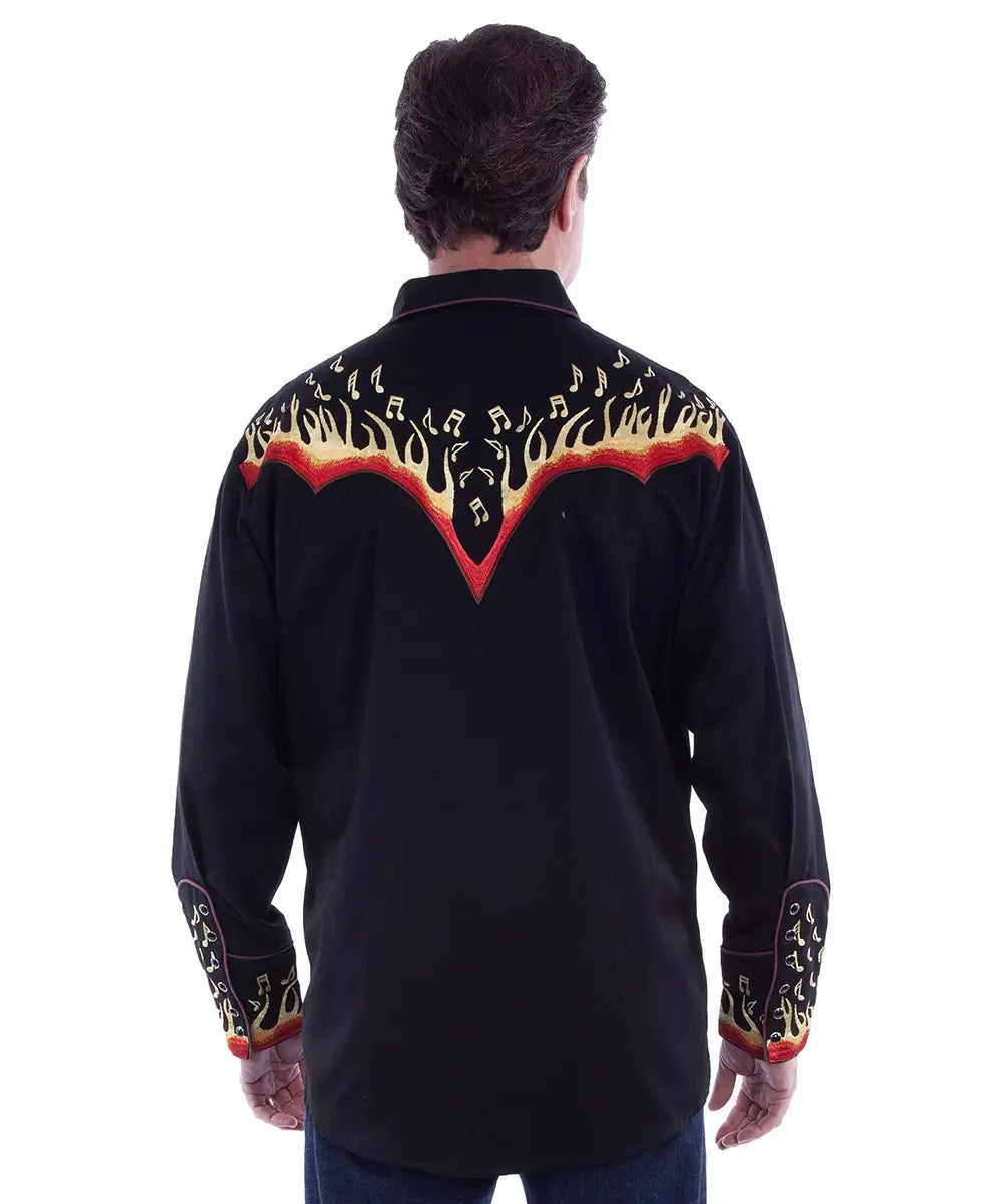 Scully Honky-Tonk Heatwave  (Black/Yellow) - Men's Western Shirt
