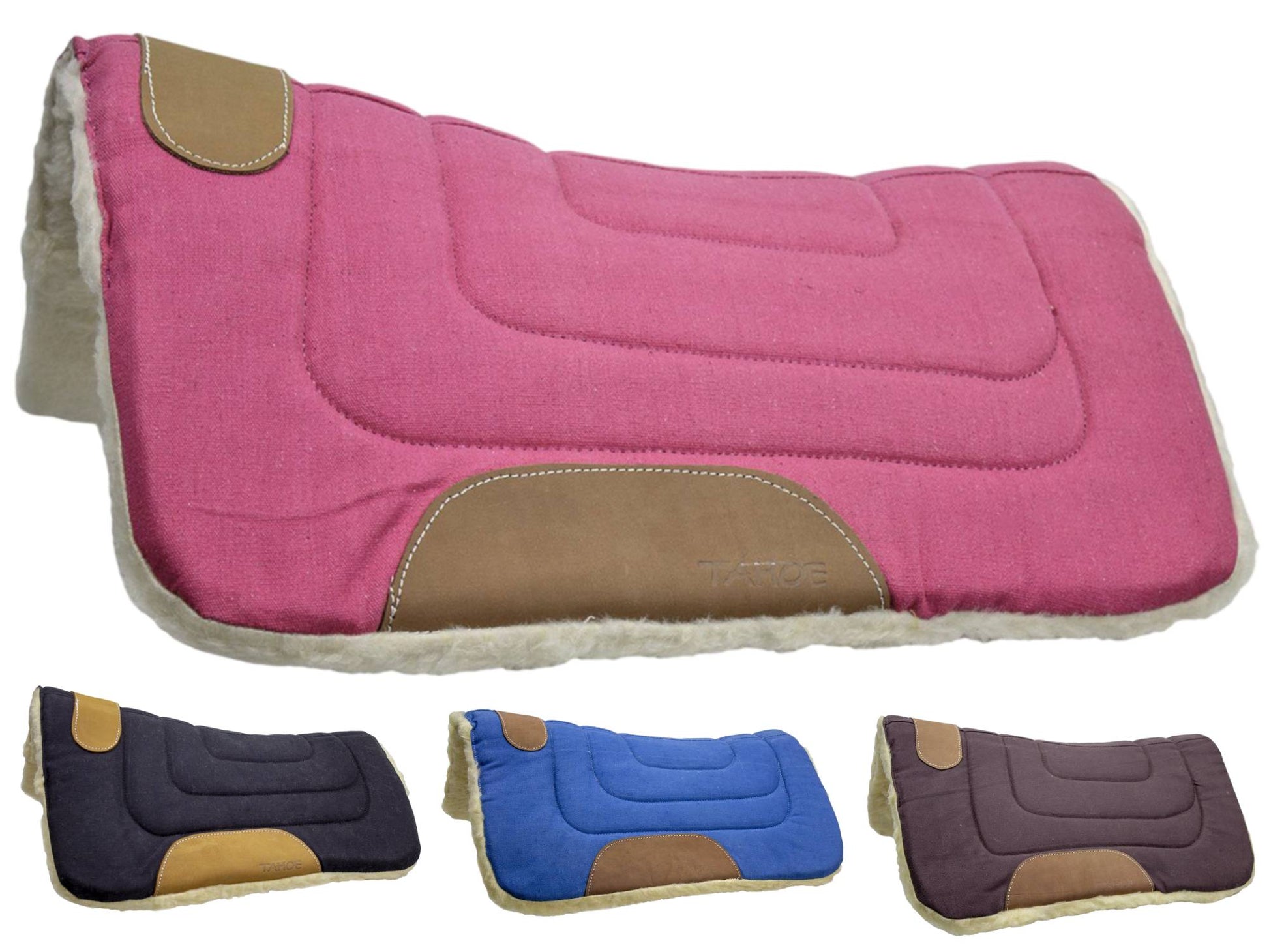 Pony Contour Cut Canvas Western Saddle Pad with Fleece Lining by Tahoe Tack - Size 23" X 23"