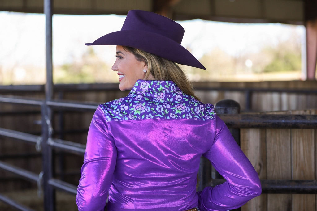 POPPY & PURPLE SPARKLE PERFORMANCE RODEO SHIRT
