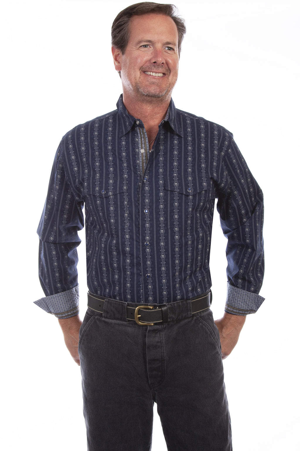 Scully Skull Stripes (PS-093) - Men's Dress Shirt