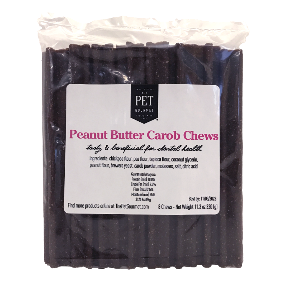 Peanut Butter Carob Gourmet Chew Sticks for Dogs – 8 Pack
