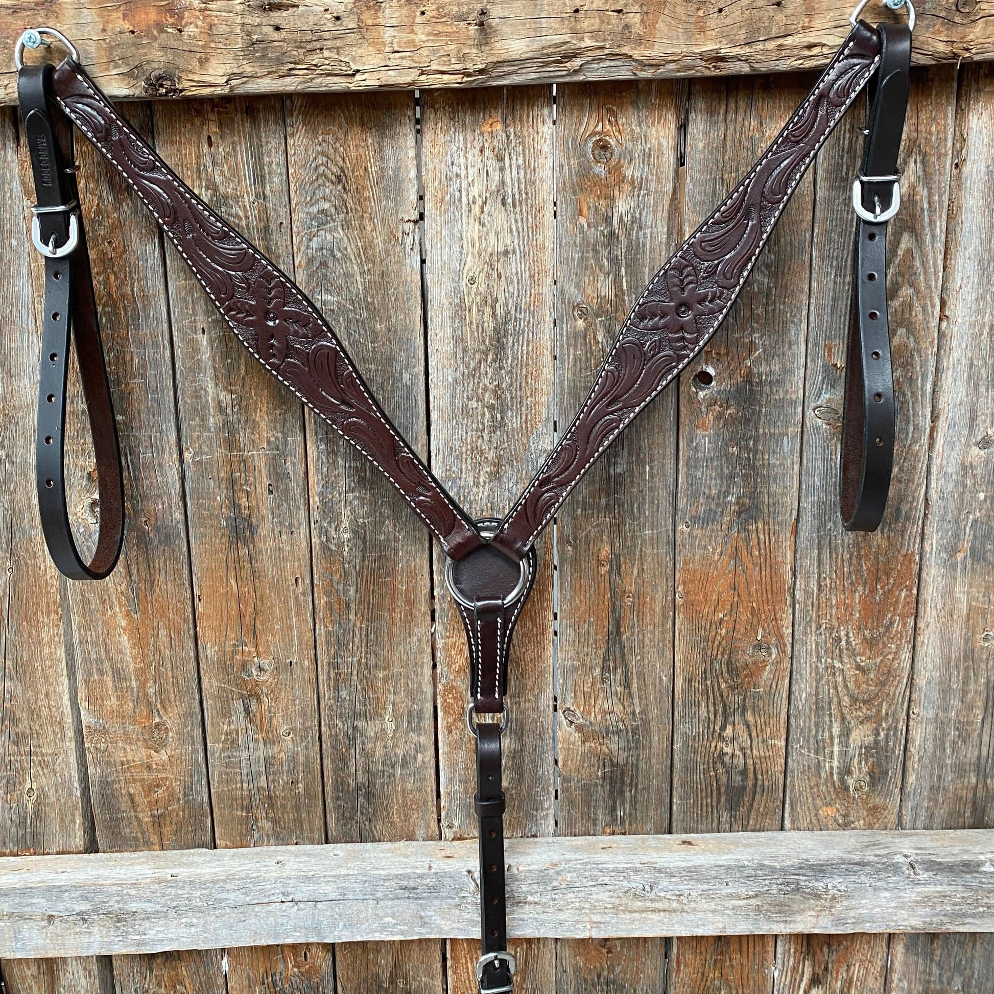 Floral Tooled Dark Oil Breastcollar