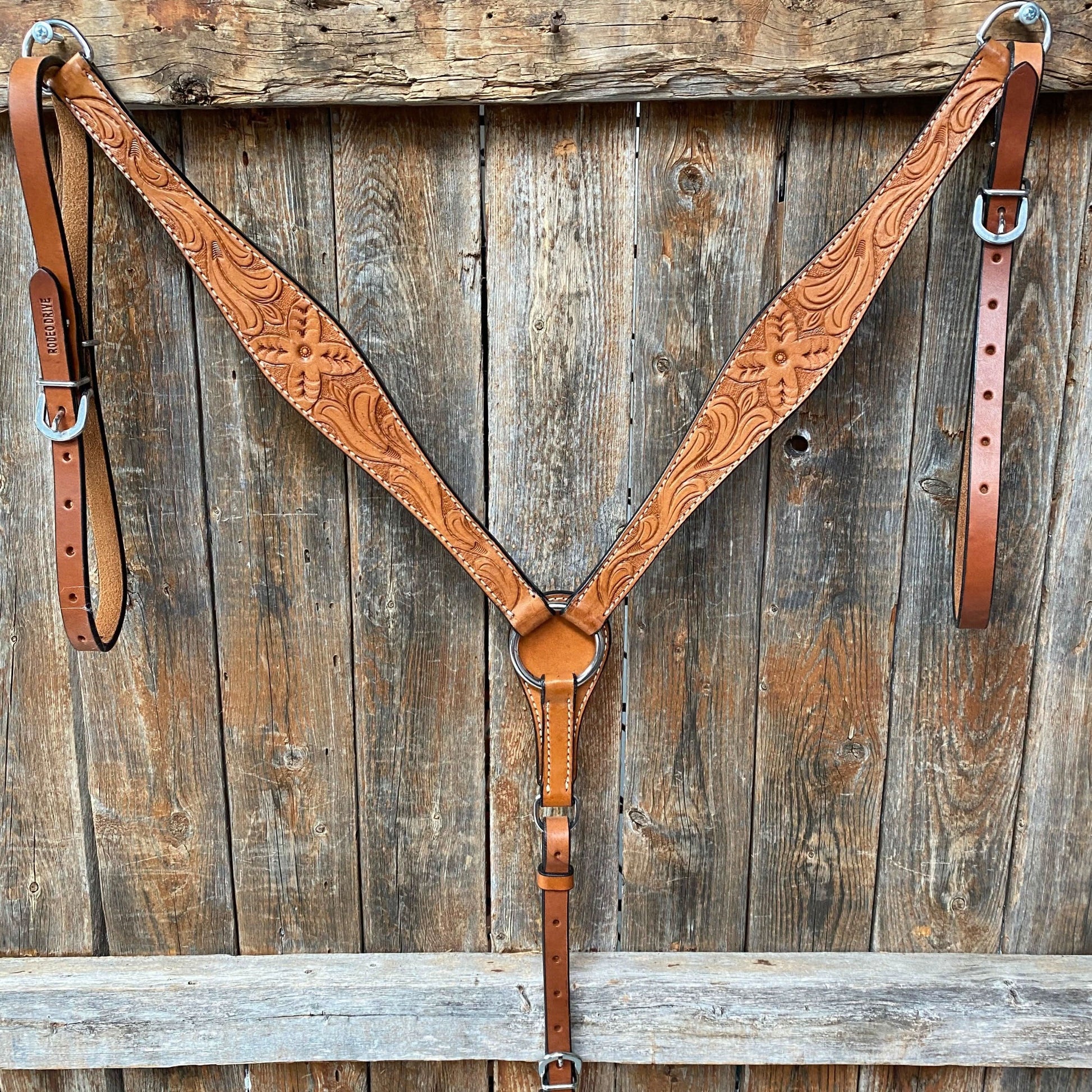 Floral Tooled Light Oil Breastacollar