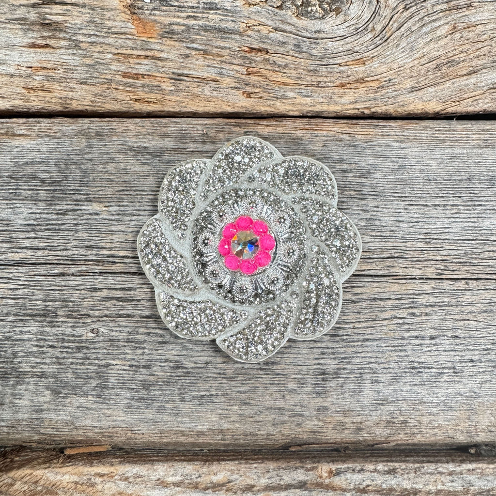 White Flower Rhinestone Rosette - Assorted Conchos