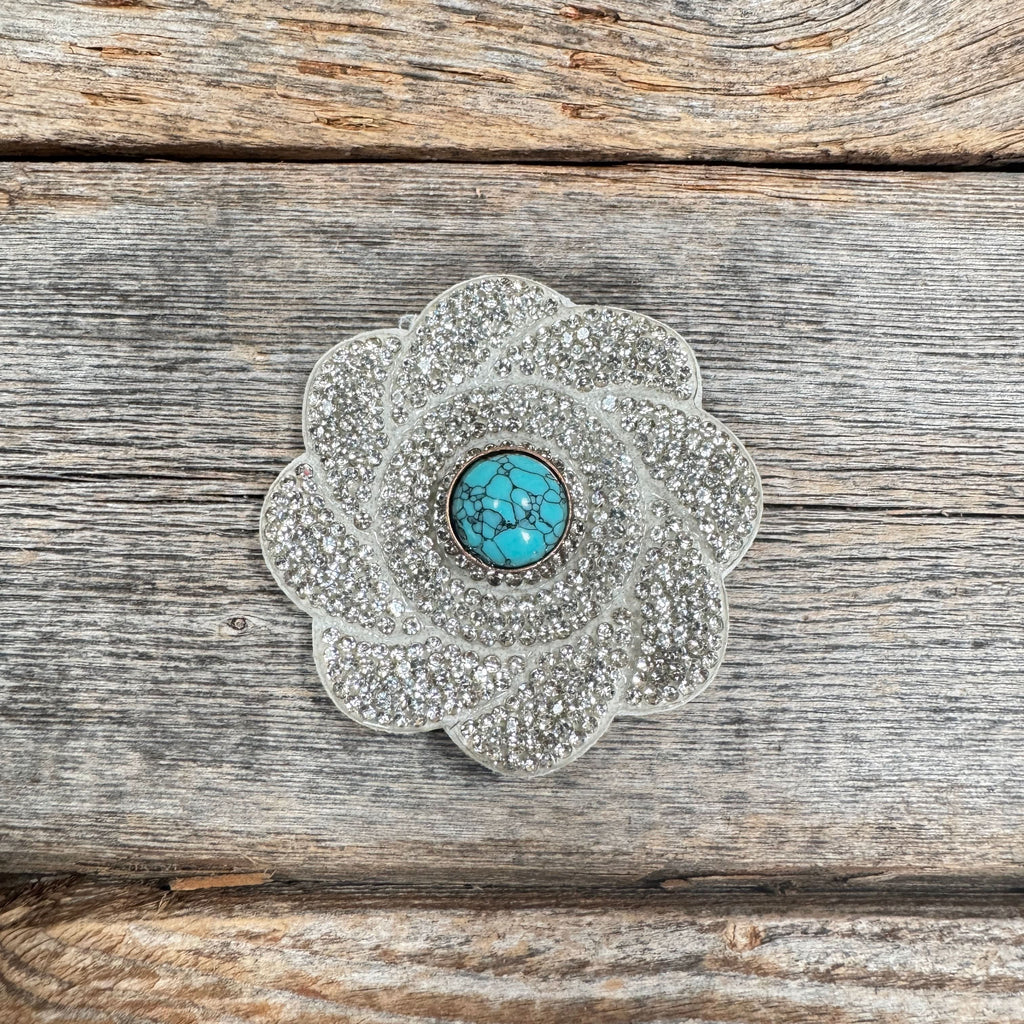 White Flower Rhinestone Rosette - Assorted Conchos