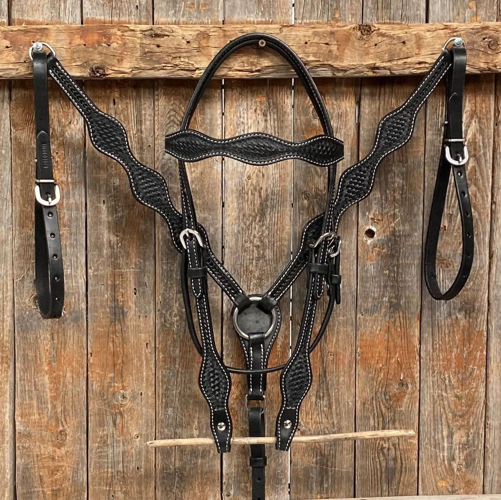 Basketweave Scalloped Black Tack Sets