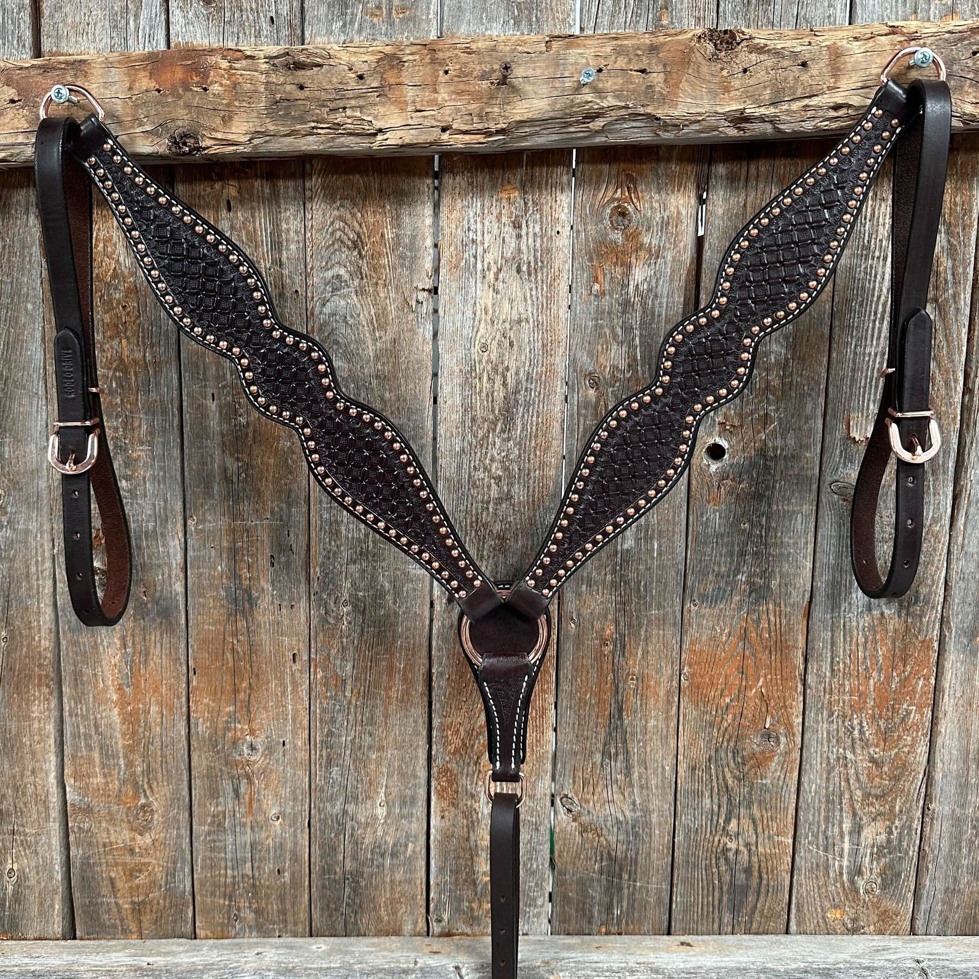 Dark Oil Honeycomb Tooled with Copper Dots Breastcollar