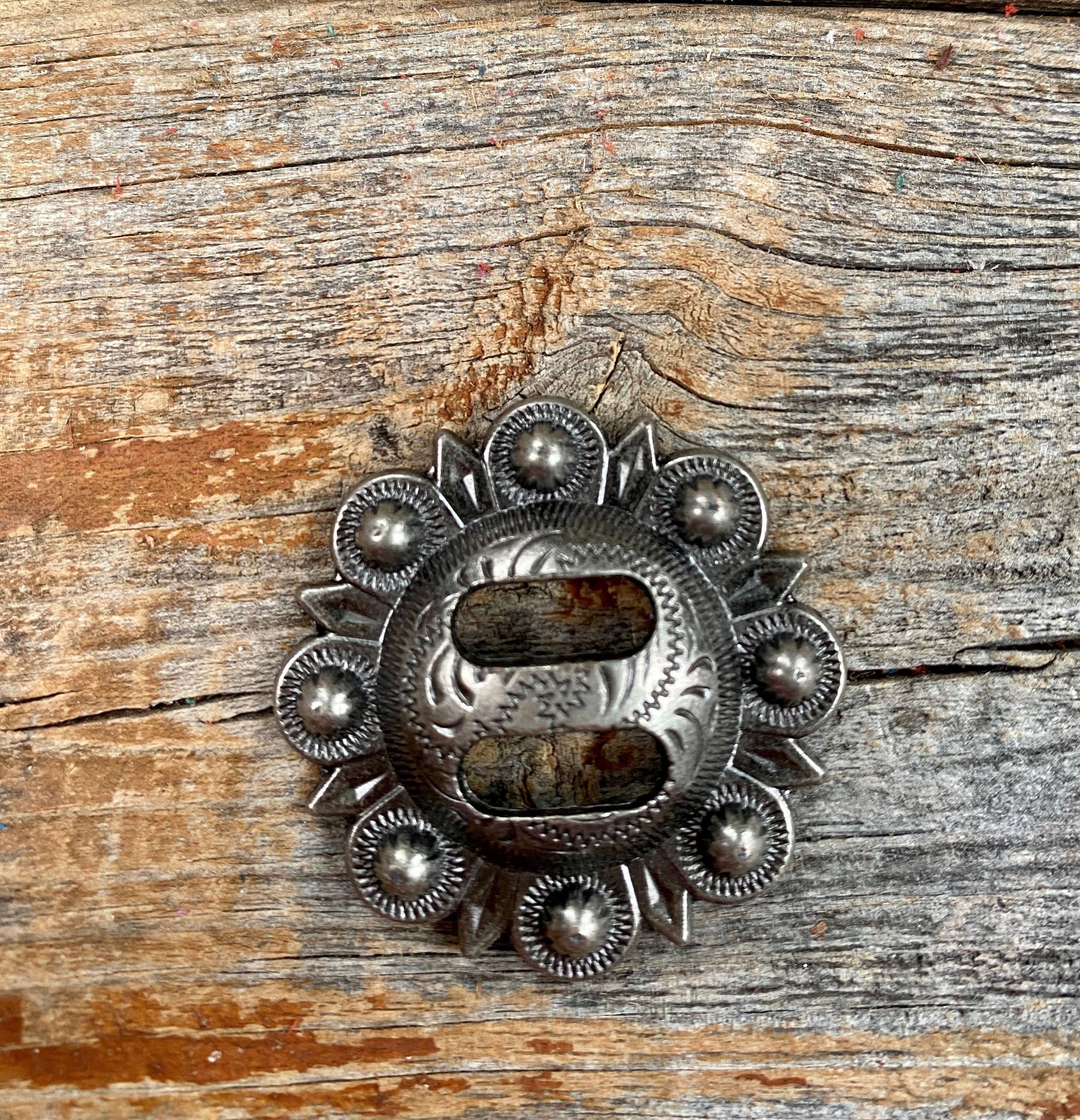 Antique Silver Berry Slotted Concho 1.5" W173L