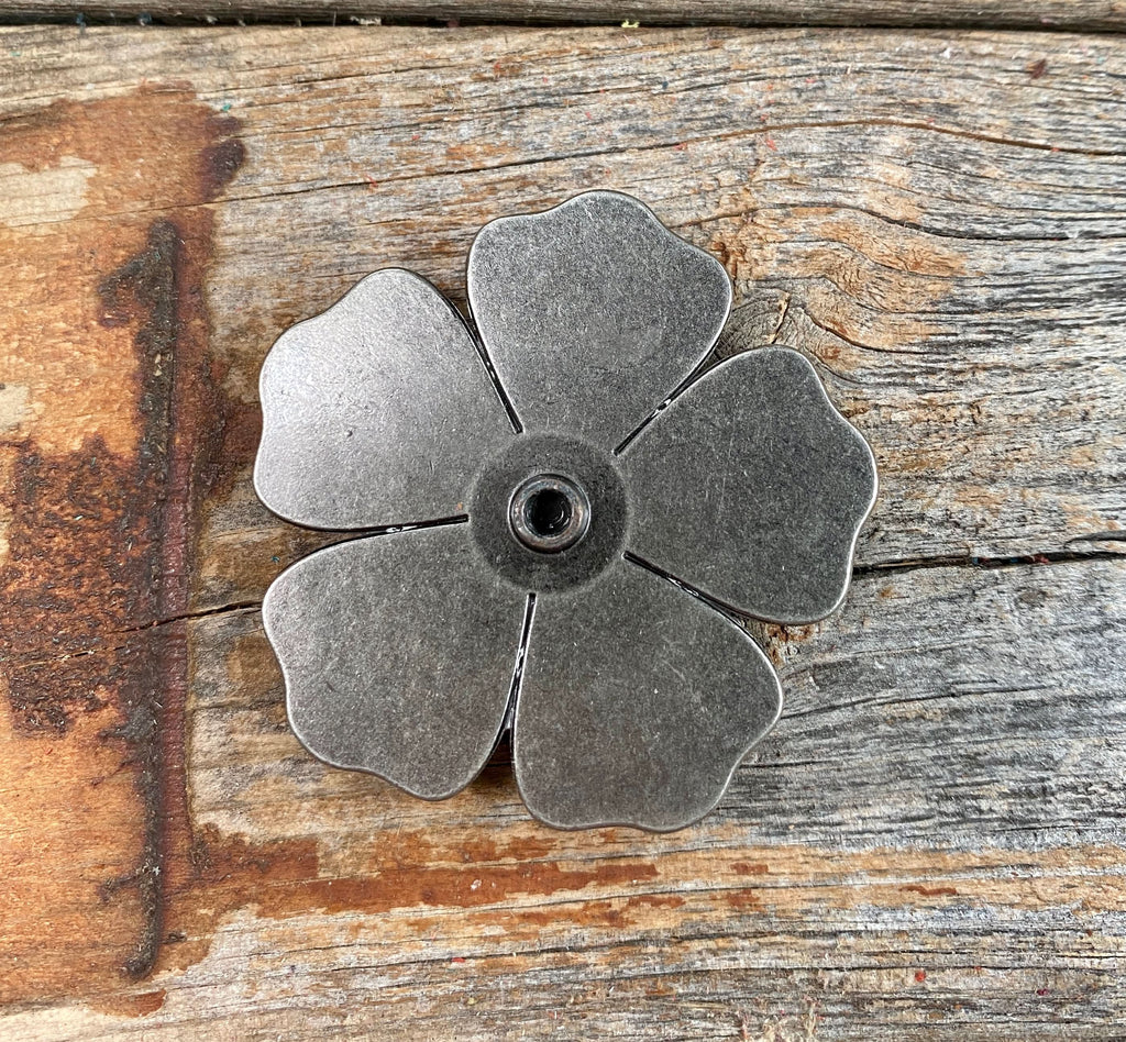 Antique Silver Flower Turquoise Concho 2"  W110L