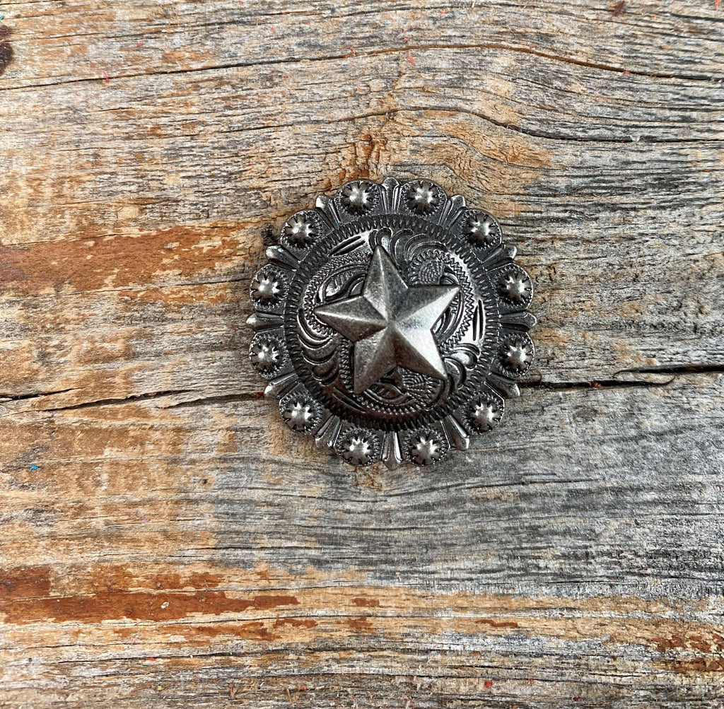 Antique Silver Star Concho 1.25" W174L