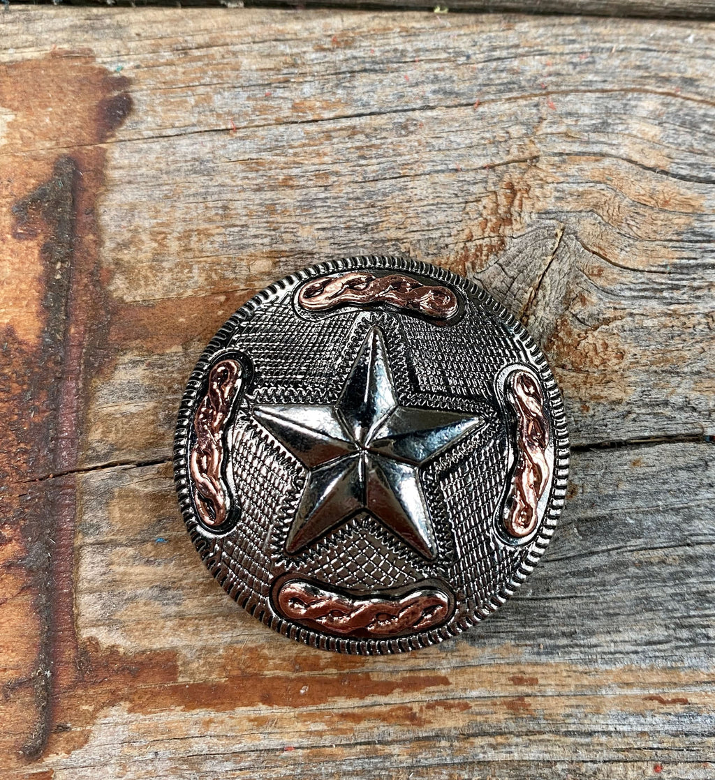 Antique Silver Texas Star Concho 1" W187S