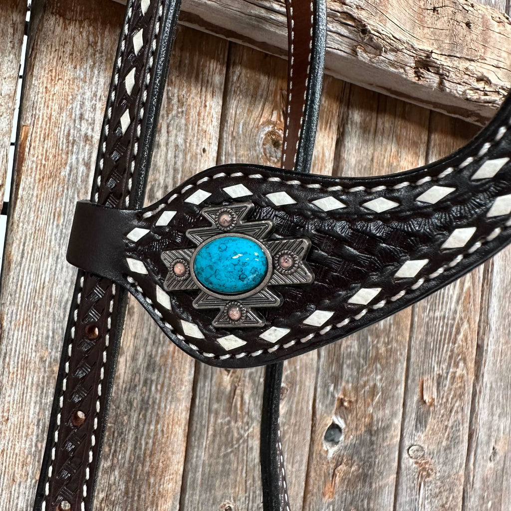 Buckstitch Southwest Turquoise Headstall / Bridle #OE119