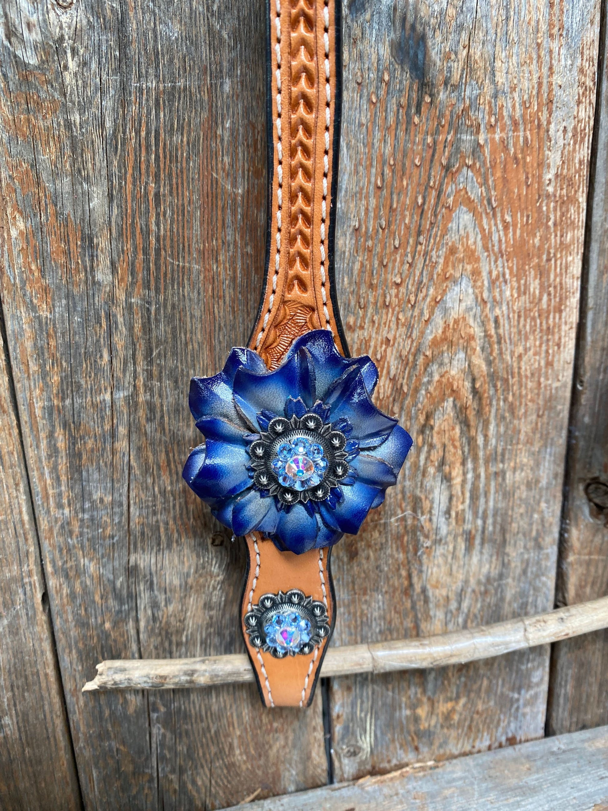 Light Oil Basketweave Blue Wither Strap, One Ear & Breastcollar Tack Set #OEBC438