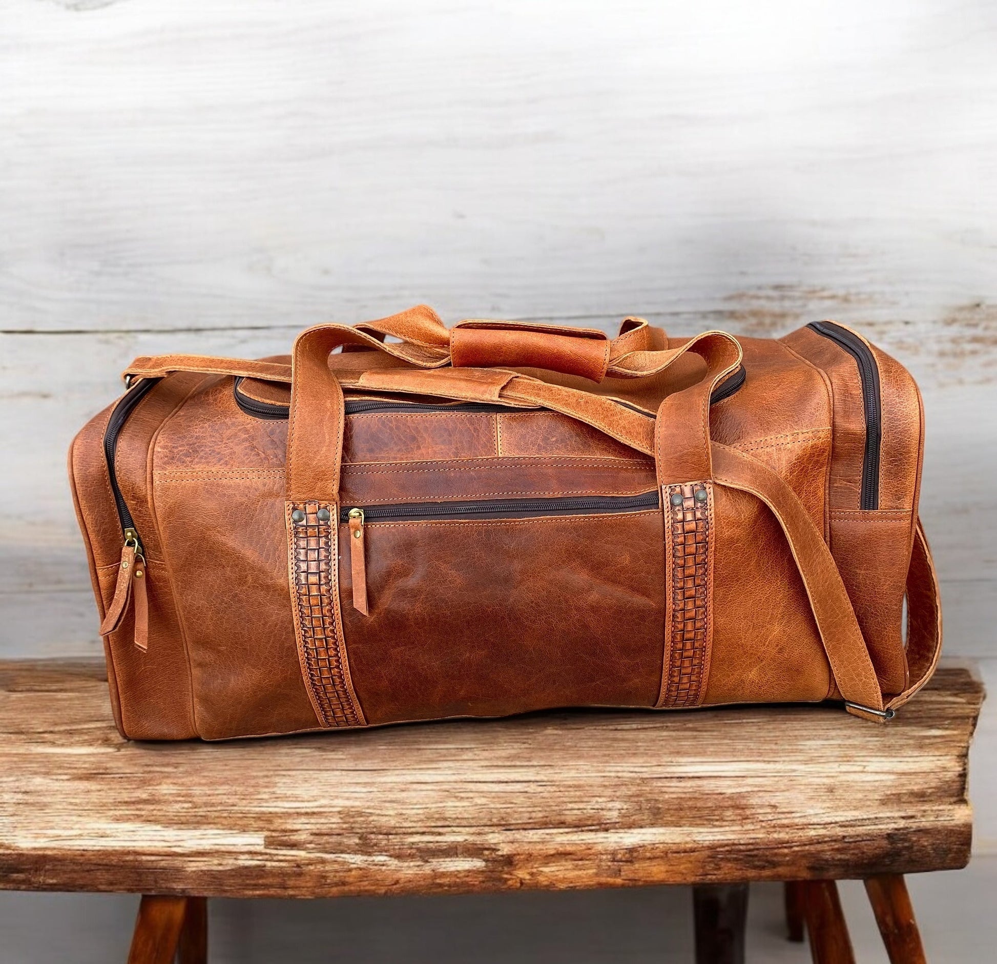 Full Grain Leather Large Duffle Bag