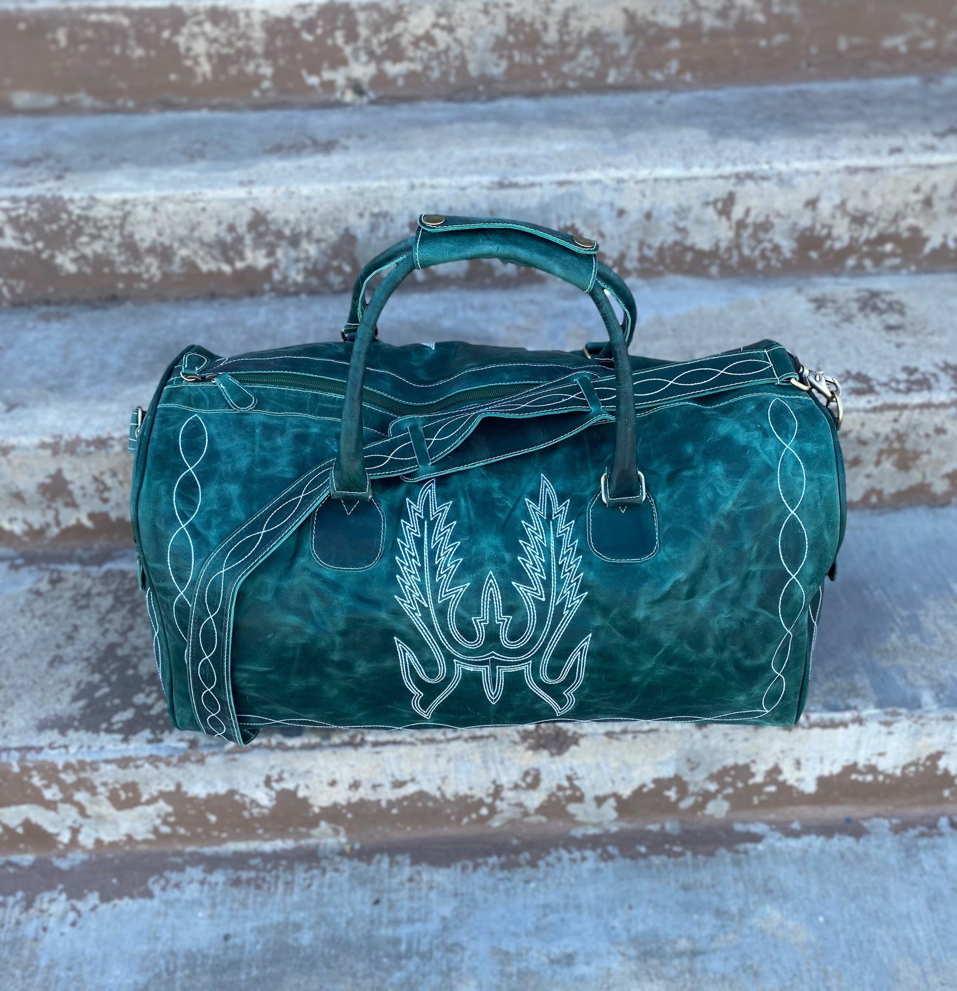 Emerald Rustic Leather Beck Duffle Bag